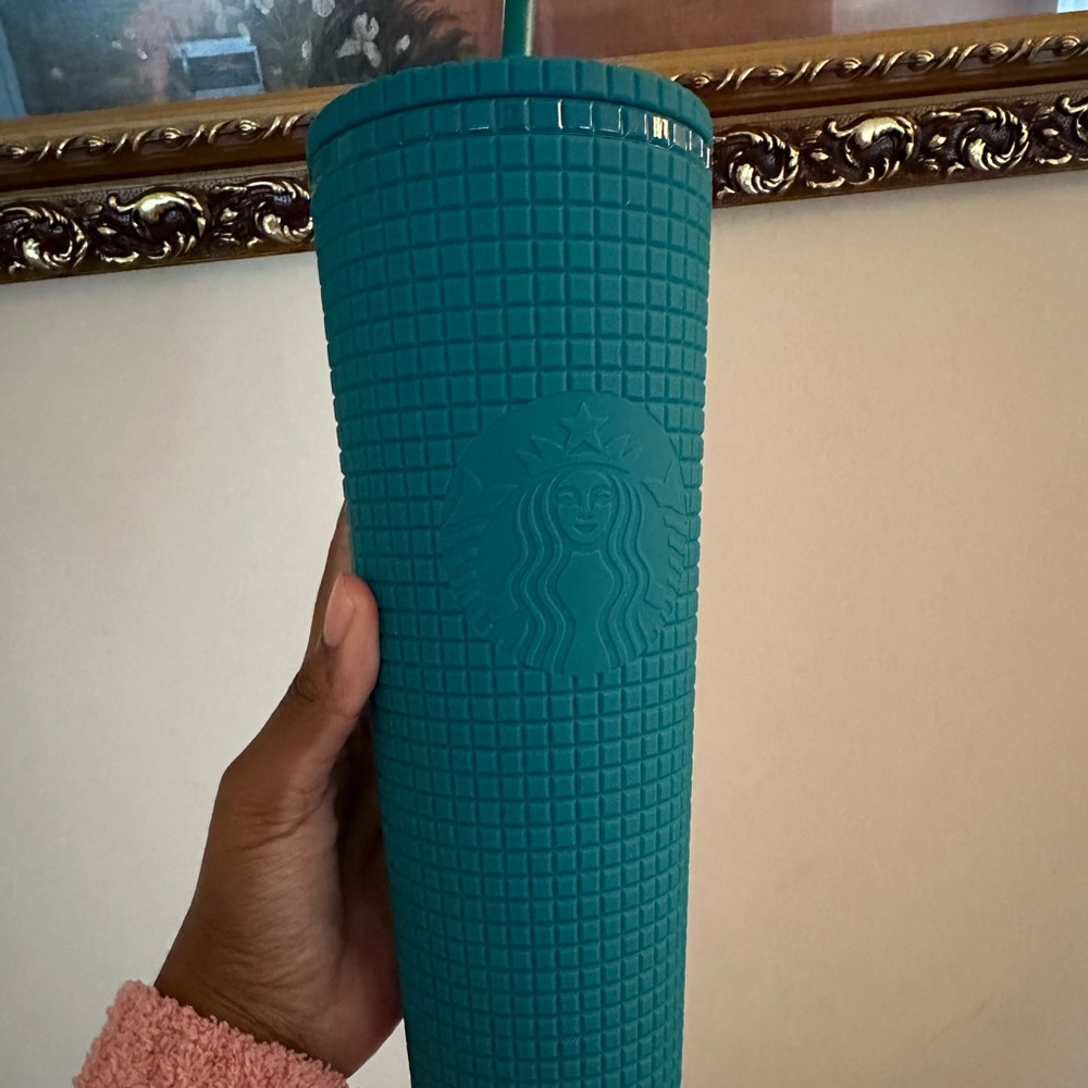 Starbucks teal grid tumblr